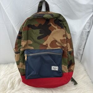 Herschel Supply Settlement Backpack - Camo/Navy/Red 17x12" 2 Pocket
